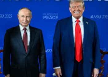 President Donald Trump meets with Russian President Vladimir Putin at Joint Base Elmendorf Richardson in Anchorage, Alaska