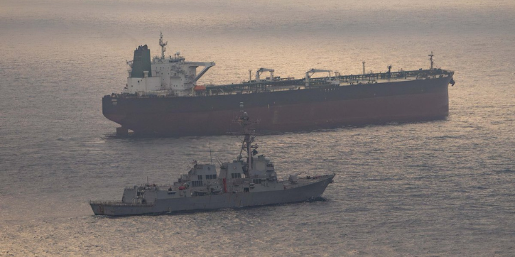 Guided-missile destroyer USS Rafael Peralta (DDG 115) as seen on April 24, 2026. PHOTO: CENTCOM