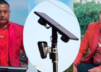 Sergio Galvez Perez and a Flock automated license plate reader camera.