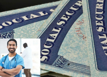 A composite image of Social Security cards and medical workers. PHOTO: SSA / Arizona College