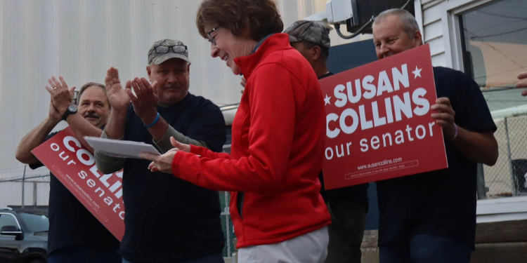 Sen. Susan Collins interacts with supporters at a past campaign event. PHOTO: Susan Collins/Facebook