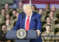 President Donald J. Trump delivers remarks during a press briefing at Selfridge Air National Guard Base, Michigan, April 29, 2025